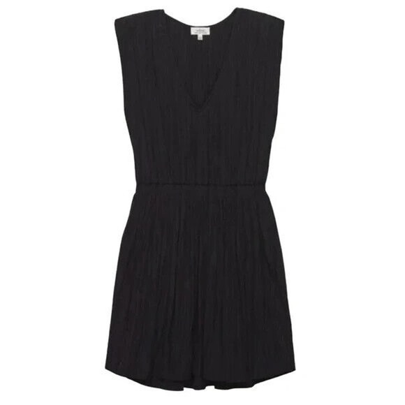 Aritzia Wilfred Almeida Mini Pleated Black Dress Sleeveless Pockets V Ne… - Picture 1 of 6